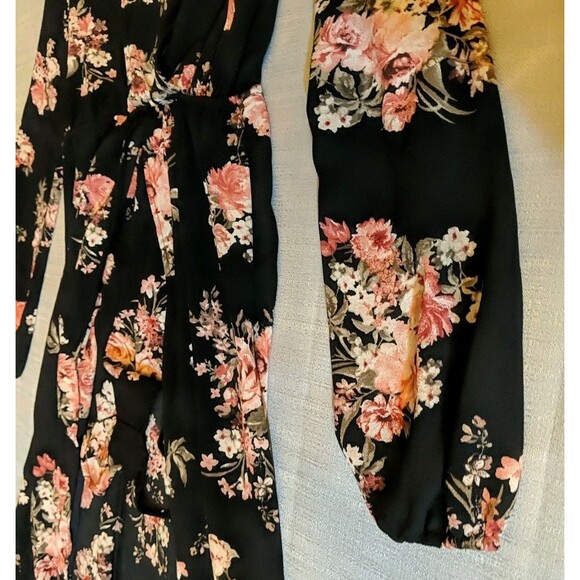 Maxi Dress Skort Overskirt Women X-Small Floral Navy Blue Long Sleeves Rue21 XS - Picture 4 of 7